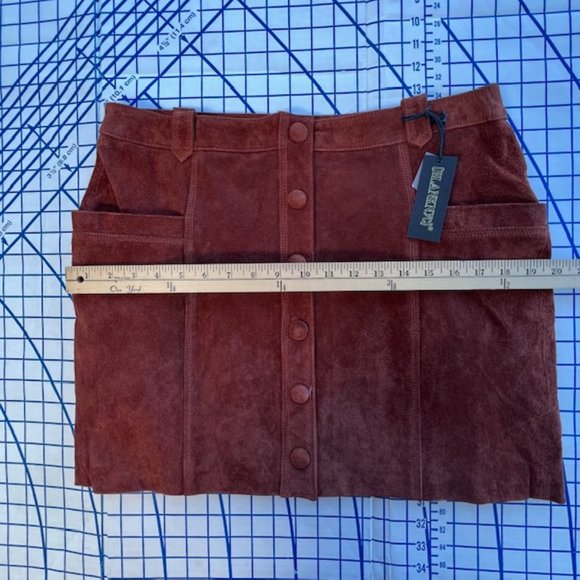 GENUINE SUEDE New w/ Tags FREE PEOPLE x Blank NYC SUN VALLEY SKIRT Size 31 US 12 - Picture 7 of 11